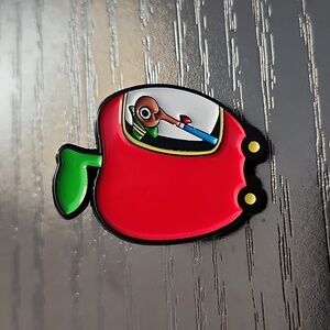 Richard Scarry Lowly Worm in Apple Car Enamel Pin